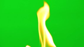 Fire flame burning paper on green screen background
