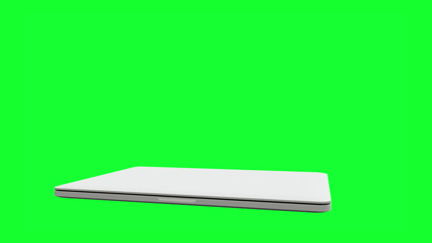 Empty Green Screen Display Laptop for Watching and Paste Background  Business Blog or Gaming App. Copy 3d Pc with Clear Chroma Key for Mockup. Laptop blank screen opening with screen switching Royalty-Free Stock Footage #1104580233