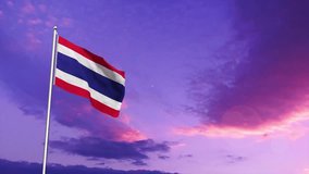 Thailand flag waving video, flag in a pole, memorial day, freedom of speech, horizontal flag, rectangular, national, raise a flag, emblem, seamless loop, memorial day, victory day, 29 July
