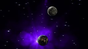 Galaxy Illustration, Earth, Moon, and Stars with Colorful Animation