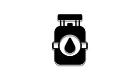 Black Propane gas tank icon isolated on white background. Flammable gas tank icon. 4K Video motion graphic animation.