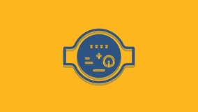 Blue Water meter icon isolated on orange background. 4K Video motion graphic animation .