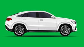 white SUV car drive greenscreen footage animation clip