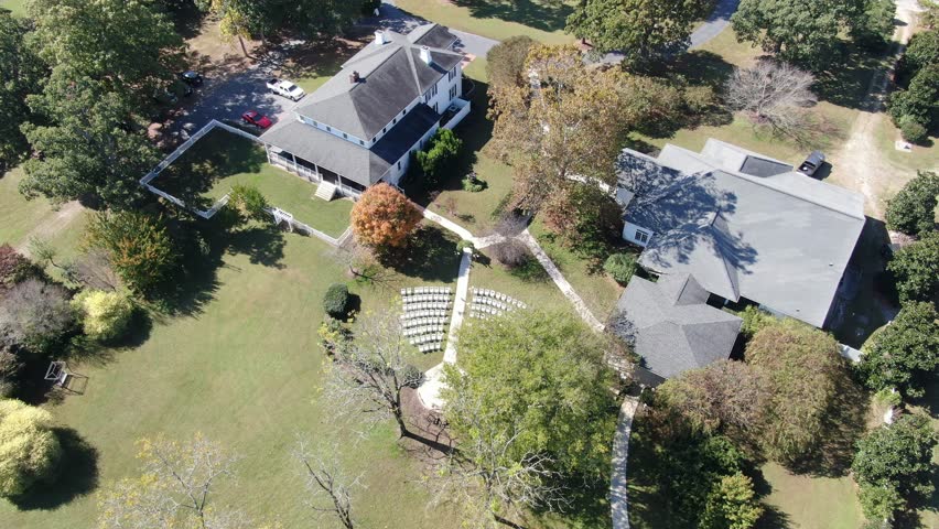 Aerial views from over a Wedding Venue in Central North Carolina