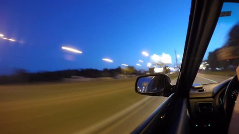  Driving at night with camera in a car time lapse hyperlapse 4K