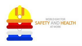 Safety and health at work World day for helmet on the hat, art video illustration.