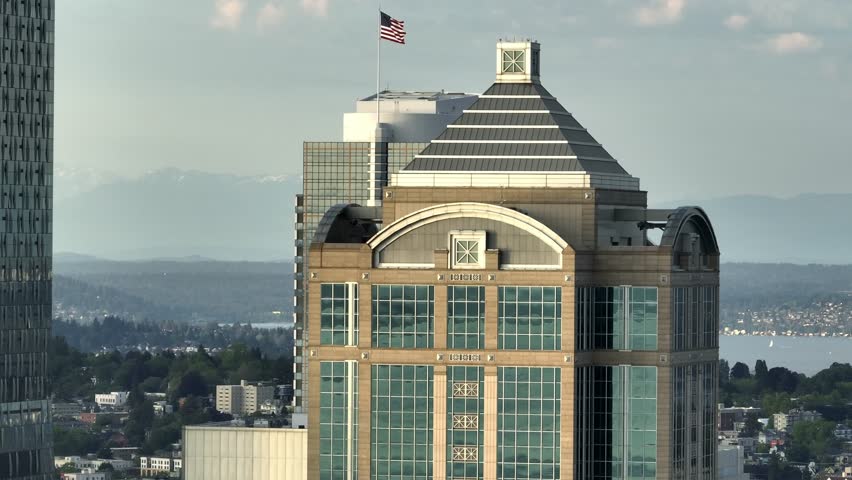 Aerial Scenic Seattle Skyline downtown