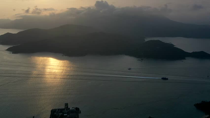 Cheung Chau Island Hong Kong drone sunset