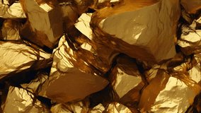 Gold ore background texture. Camera motion Paning from Left to Right. Slow panoramic motion. High detailed 4K video.  Pattern texture surface panning background. 