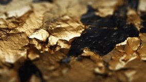 Gold ore background texture. Camera motion from Left to Right, deep macro blur (focus). Slow panoramic motion. High detailed 4K video.  Pattern texture surface panning background. 