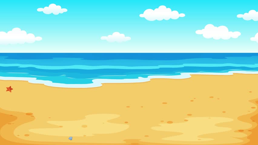 Cartoon beach animation background with waves and clouds Royalty-Free Stock Footage #1104611773