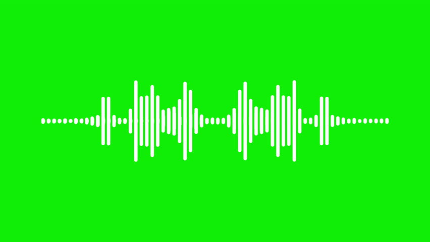 4k abstract music sound wave or audio wavefrom isolated on green screen background.Line digital minimalist voice and soundtrack wave equalizer.Shape line volume or speech symbol animated background.