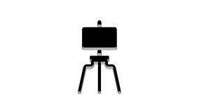 Black Wood easel or painting art board icon isolated on white background. 4K Video motion graphic animation.