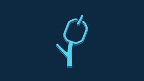 Blue Marshmallow on stick icon isolated on blue background. 4K Video motion graphic animation.