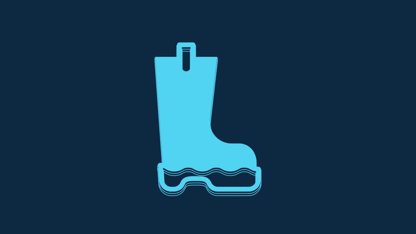Blue Waterproof rubber boot icon isolated on blue background. Gumboots for rainy weather, fishing, gardening. 4K Video motion graphic animation. Royalty-Free Stock Footage #1104620089