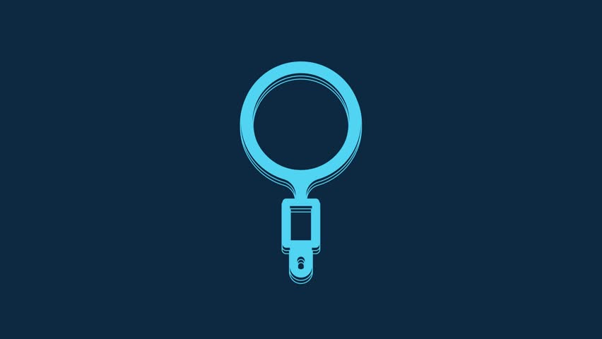 Blue Magnifying glass icon isolated on blue background. Search, focus, zoom, business symbol. 4K Video motion graphic animation. Royalty-Free Stock Footage #1104620093