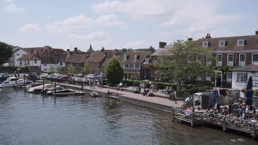 amazing riverside of Henley-On-Thames, The famous holiday tourist location in south England, summer daytime
