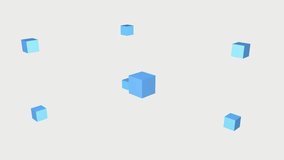 3D animation of blue cubes on a white background. Animation Intro for news and video blogs. Beautiful background animation for a website.