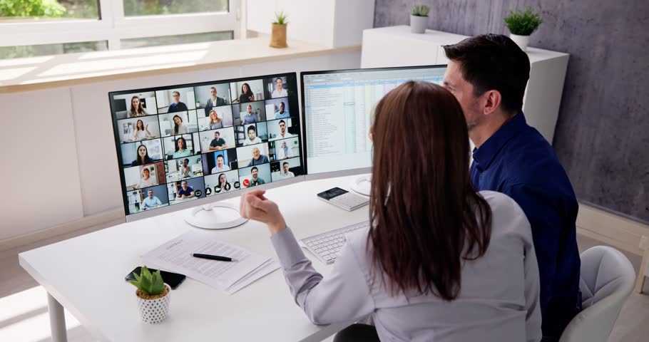 Video Conference Meeting Call. Videoconferencing Webinar Technology