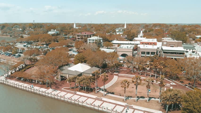 Charleston skyline from drone, South Carolina