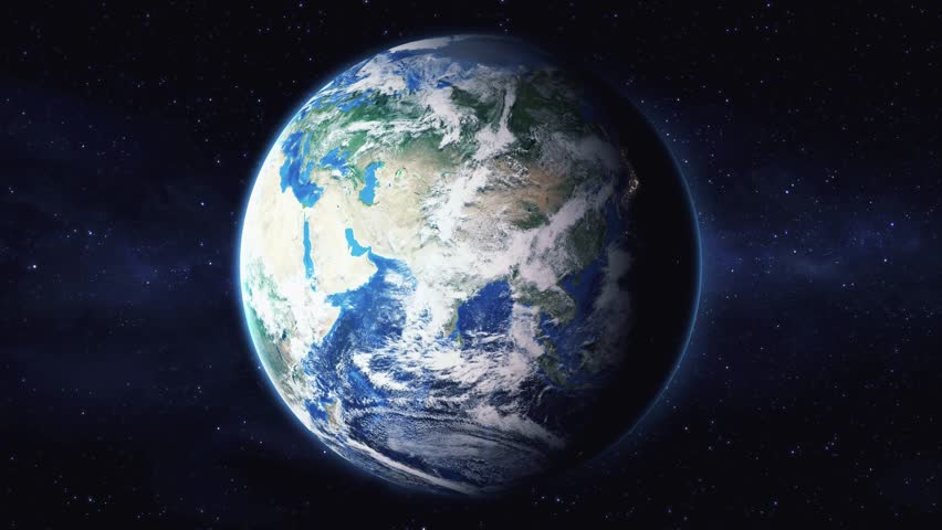 Earth zoom in from space to Dubai, United Arab Emirates in Mall Fountain. Followed by zoom out through clouds and atmosphere into space. Satellite view. Travel intro