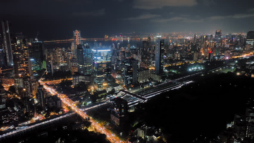 Cinematic aerial view of Mumbai