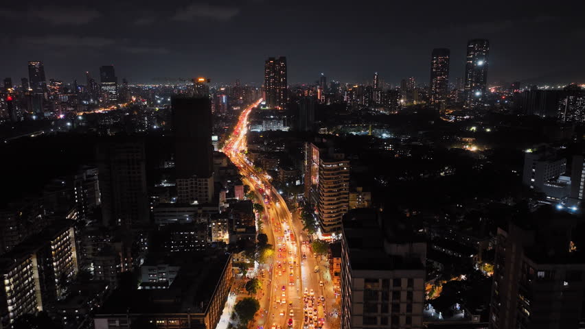 Cinematic aerial view of Mumbai