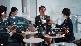 Group of people meeting in lobby and communication network concept. Software as a Service. SaaS. Communication network. ERP. Enterprise Resources Planning. - Powered by Shutterstock - Get 15% off with code: PIKWIZARD15