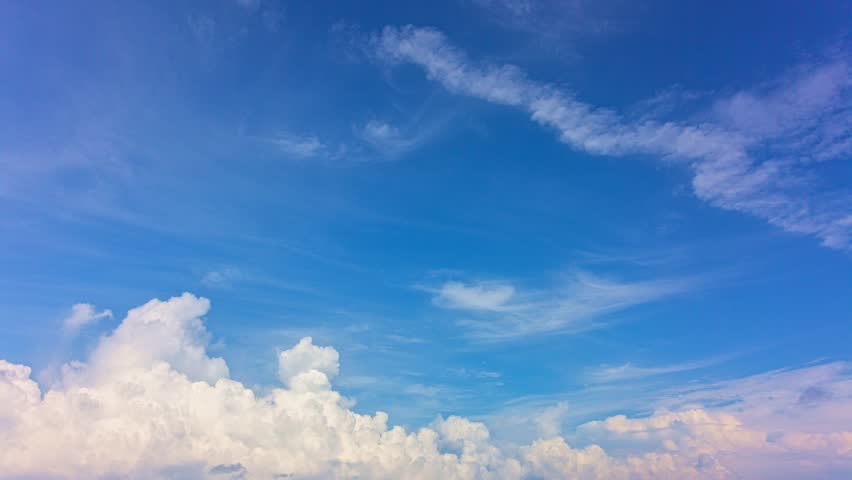 The sky was a brilliant blue, dotted with white clouds that moved gracefully across the horizon.
The wind gently blew them to and fro, seemingly without direction, 
but in a mesmerizing pattern that w