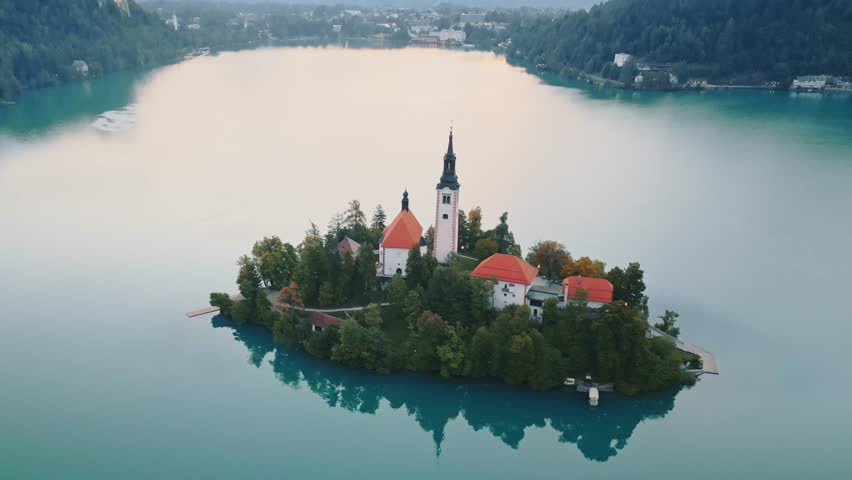 Breathtaking Lake Bled with Assumption of Maria Church, a picturesque gem in Slovenia