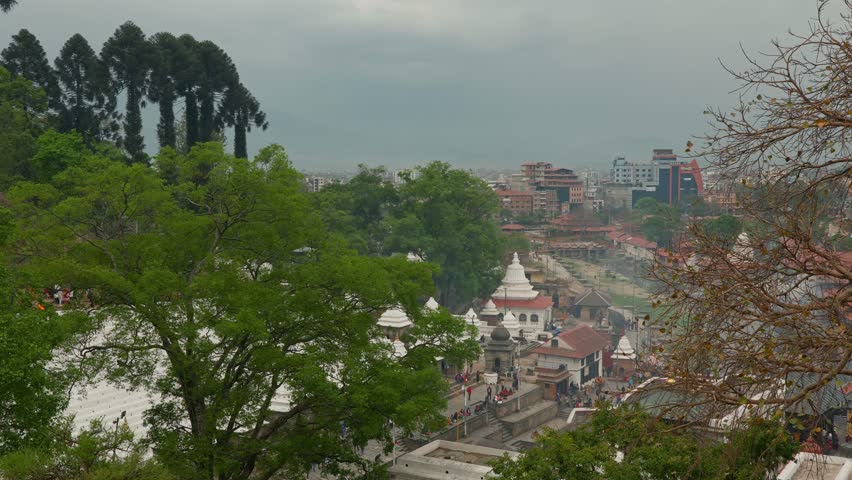 Cityscape view of Pashupatinath Hindu Temple, next to Bagmati river, in Kathmandu, Nepal