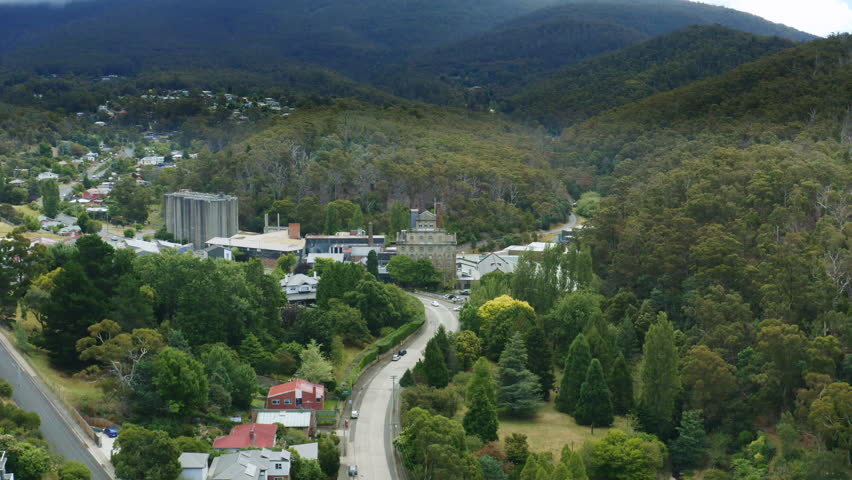Historical Cascade Brewery Aerial Drone Flyover, Hobart Tasmania 4K Slow Motion