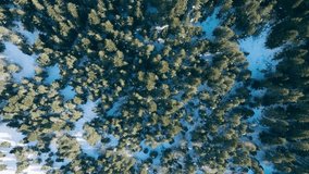 Video of views from a drone of a snowy mountain
