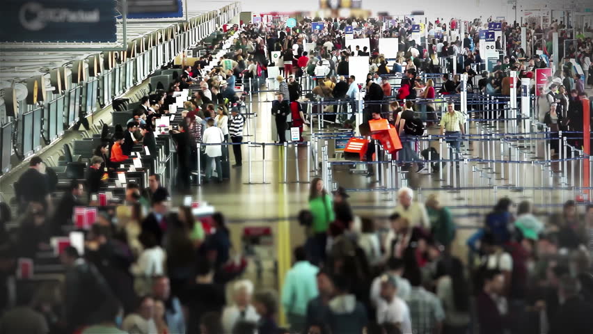 Movement of People at Santiago International Airport, Santiago de Chile, Chile. Time Lapse. High Angle View. 4K Resolution.