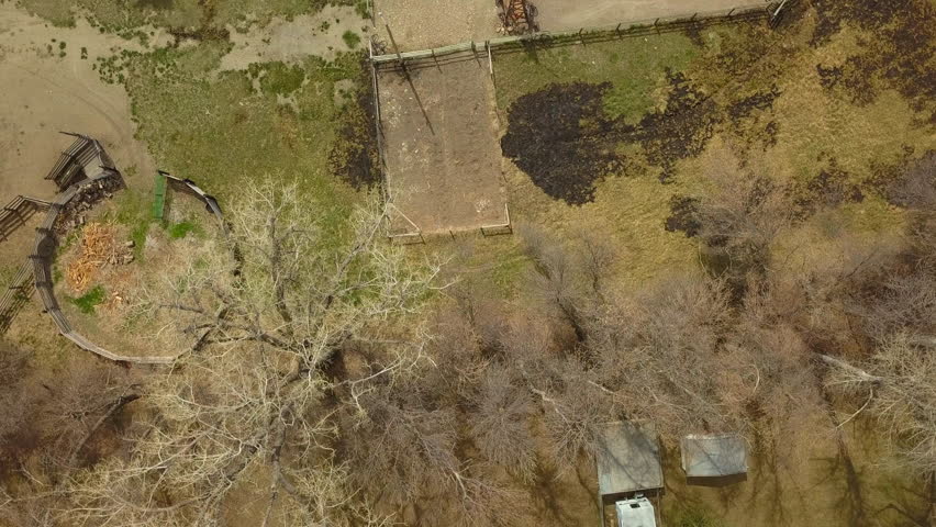 Aerial Top View Shot Of Trees By Ranch And Houses During Sunny Day - Billings, Montana