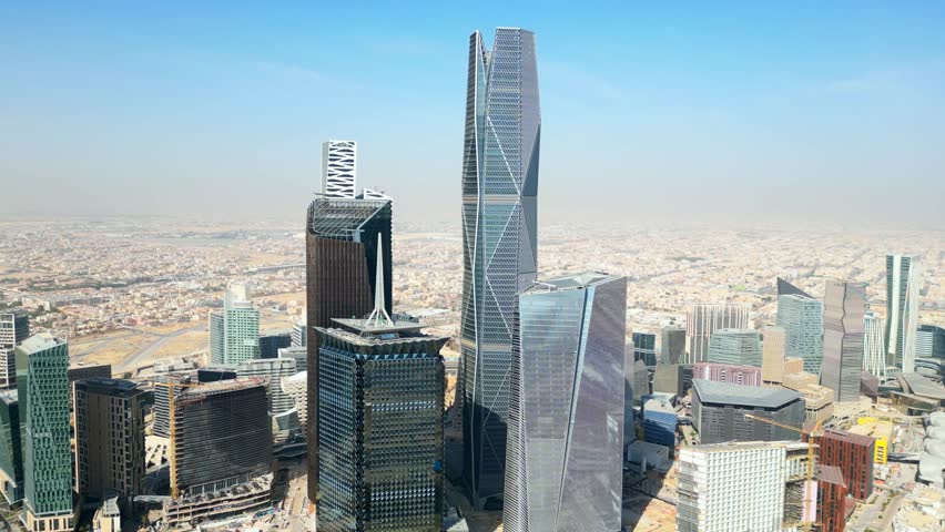 Skyscrapers in King Abdullah Financial District in Saudi Arabia Royalty-Free Stock Footage #1104671119
