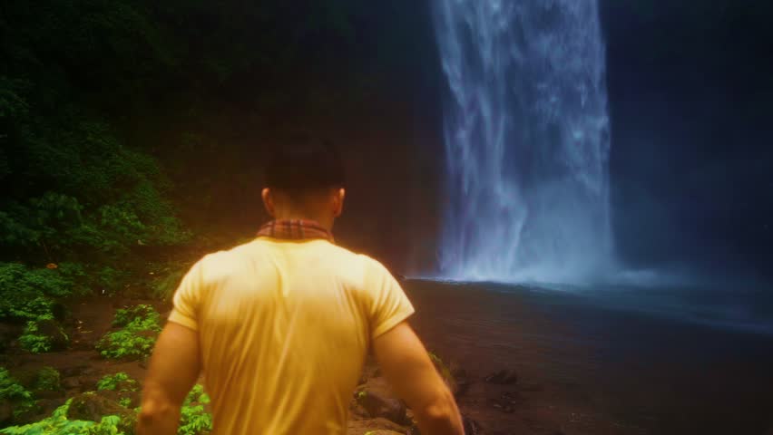 Waterfall hidden in tropical rainforest jungle