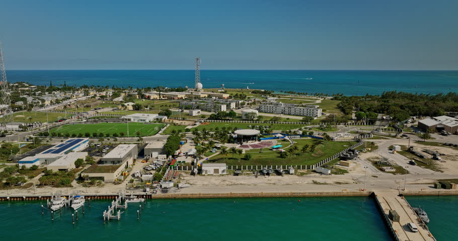 Key West Florida Aerial v18 drone fly around the island capturing outdoor amphitheater, historical landmark Fort Zachary Taylor state park and town views - Shot with Mavic 3 Cine - April 2022