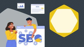 SEO - search engine optimization - seo ranking and increase web traffic strategy, digital marketing concept. 2d animation explainer seo, 4k resolution template for multiple uses.