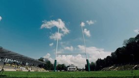 Rugby field time-lapse. Sport arena