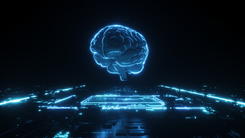 Neon glowing HUD of rotating 3D Model Brain on digital surface cyber background on seamless loop

 - Powered by Shutterstock - Get 15% off with code: PIKWIZARD15