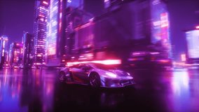 3D futuristic cyberpunk car speeding along a road with futuristic sci-fi city with neon lights at night time in seamless loop background.

 - Powered by Shutterstock - Get 15% off with code: PIKWIZARD15