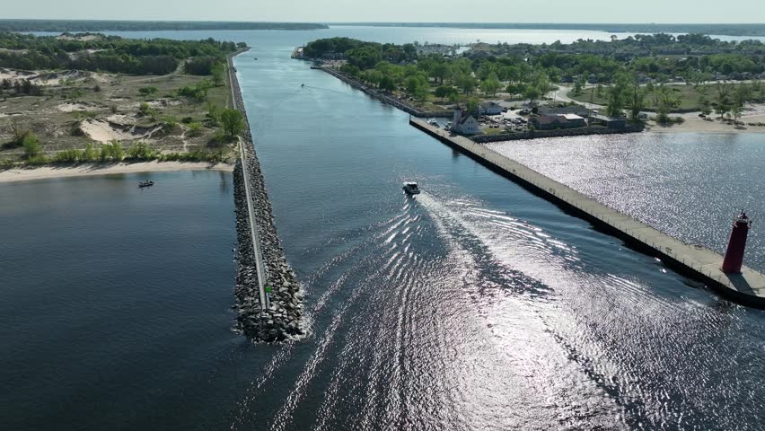 Eastern directional look with sun splashed water.