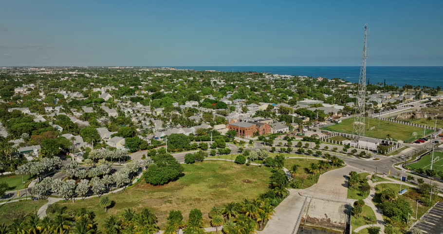 Key West Florida Aerial v19 drone flyover Truman Waterfront Park capturing views of Naval Air Station and Fort Zachary Taylor historic state park on a sunny day - Shot with Mavic 3 Cine - April 2022