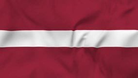 Arising map of Latvia and waving flag of Latvia in background. 4k video.