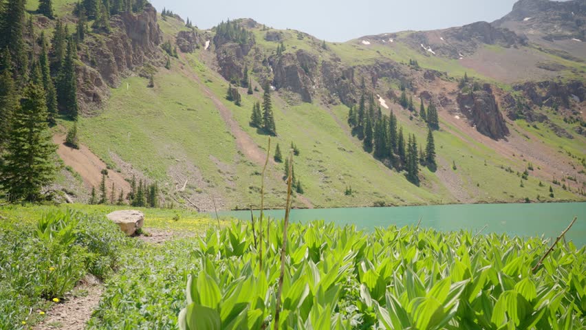 Man Hiking along lower blue lake | Blue Lakes Trail, Colorado
