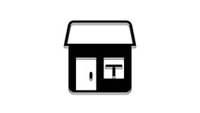 Black House icon isolated on white background. Home symbol. 4K Video motion graphic animation.