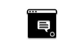 Black New chat messages notification icon isolated on white background. Smartphone chatting sms messages speech bubbles. 4K Video motion graphic animation.