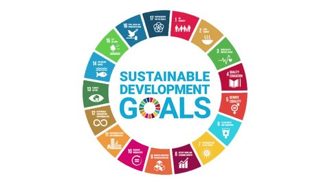 Icon set The Global Goals Corporate social responsibility Sustainable Development Goals 4K  : vidéo de stock