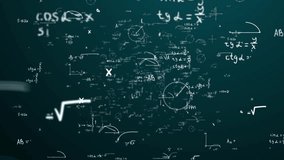 Math and physics formulae pass through the screen and fall away. Animation of maths equations. Fast movement of plexus formulas. Science, technology Genetics biology, biotechnology, chemistry, science - Powered by Shutterstock - Get 15% off with code: PIKWIZARD15